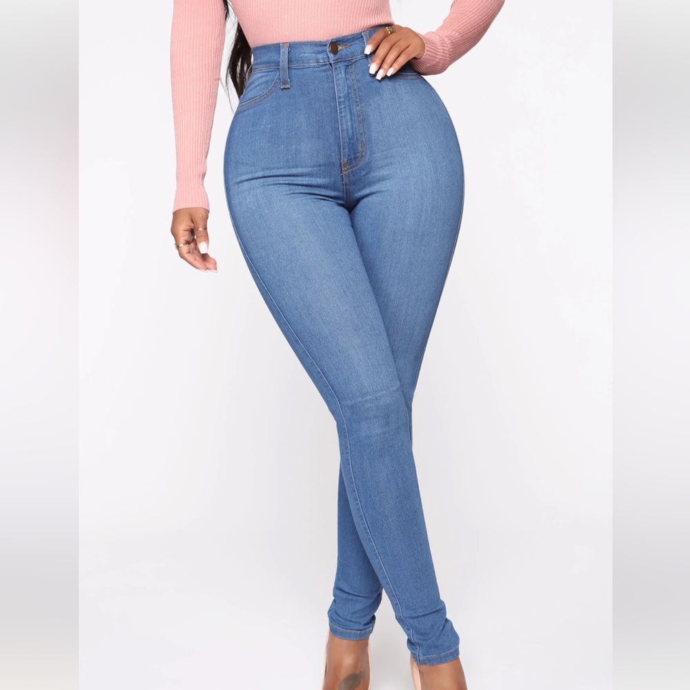 Classic High Waist Skinny Jeans - Medium Blue Wash